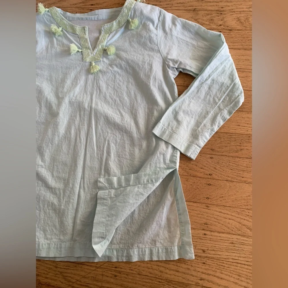 Pottery Barn Kids girl’s size 8-10 pool cover up tunic with tassels, Pom poms